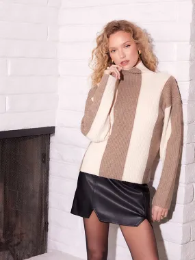 Fifteen Twenty Amerie Colorblock Sweater in Sand/Wheat