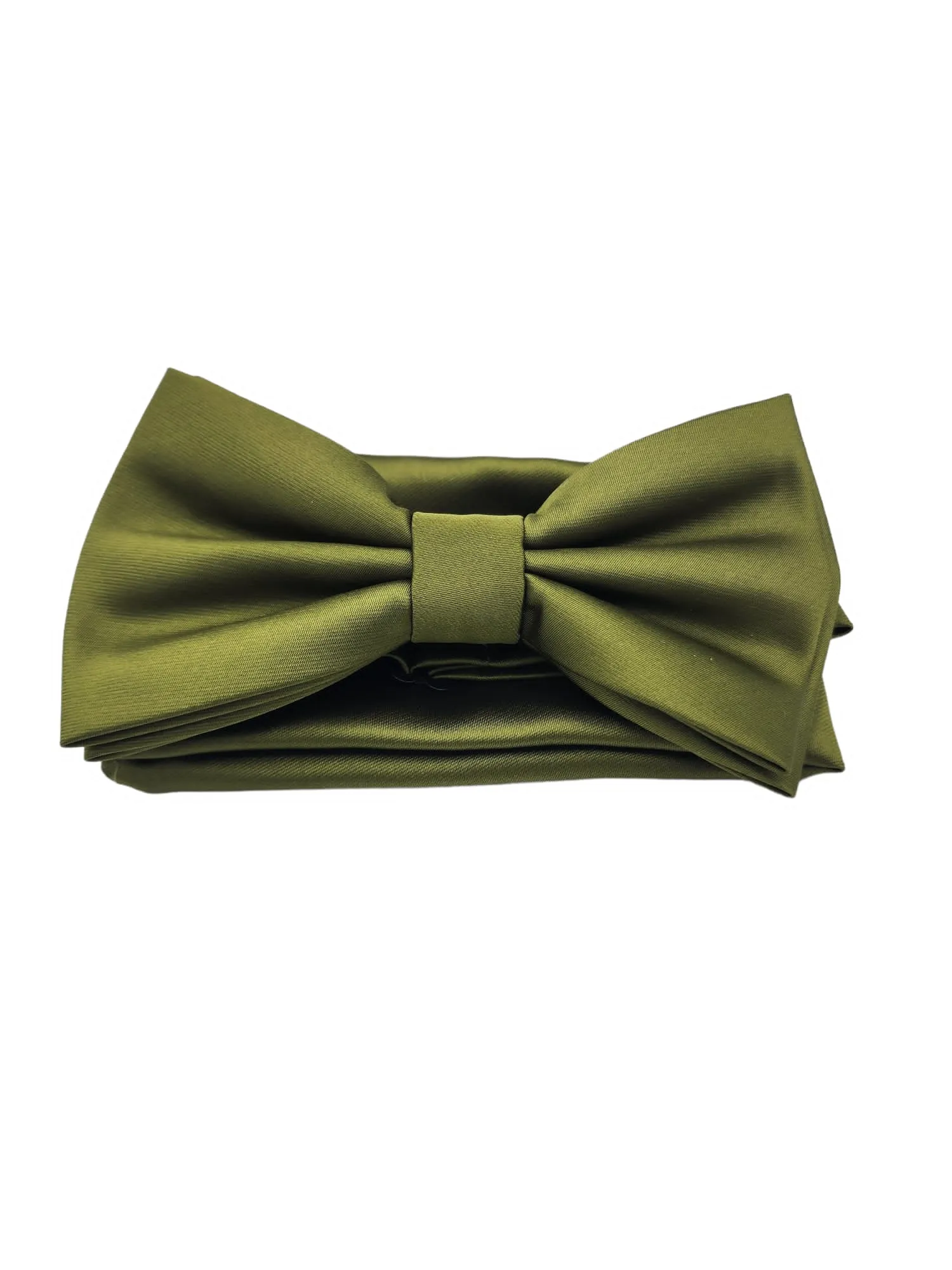 Giovanni Testi Classic Olive Bow Tie and Matching Handkerchief Set BT100-DD