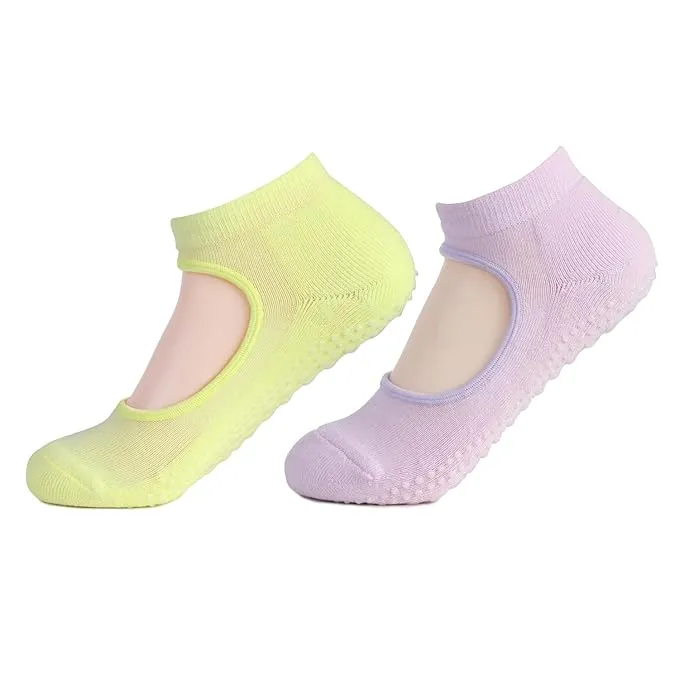 Girls Anti-Skid (Gripper) Yoga Socks In Combo - Pack Of 2