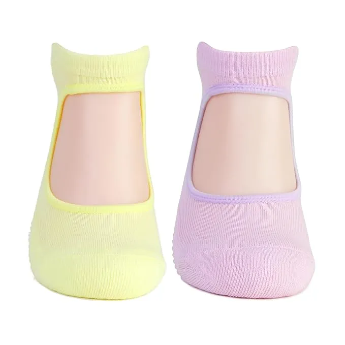 Girls Anti-Skid (Gripper) Yoga Socks In Combo - Pack Of 2