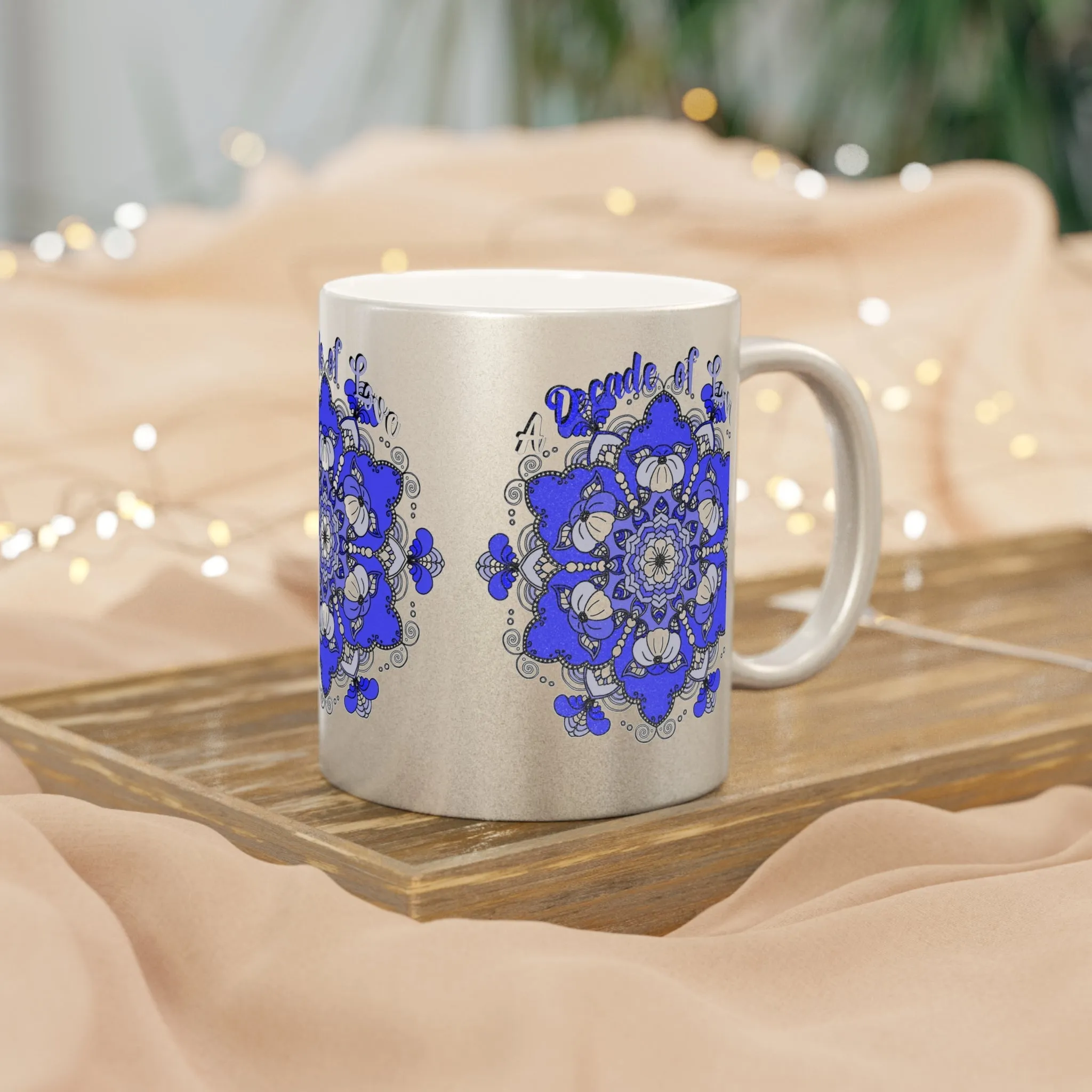 Hand Drawn Mandala 10th Anniversary Metallic Mug