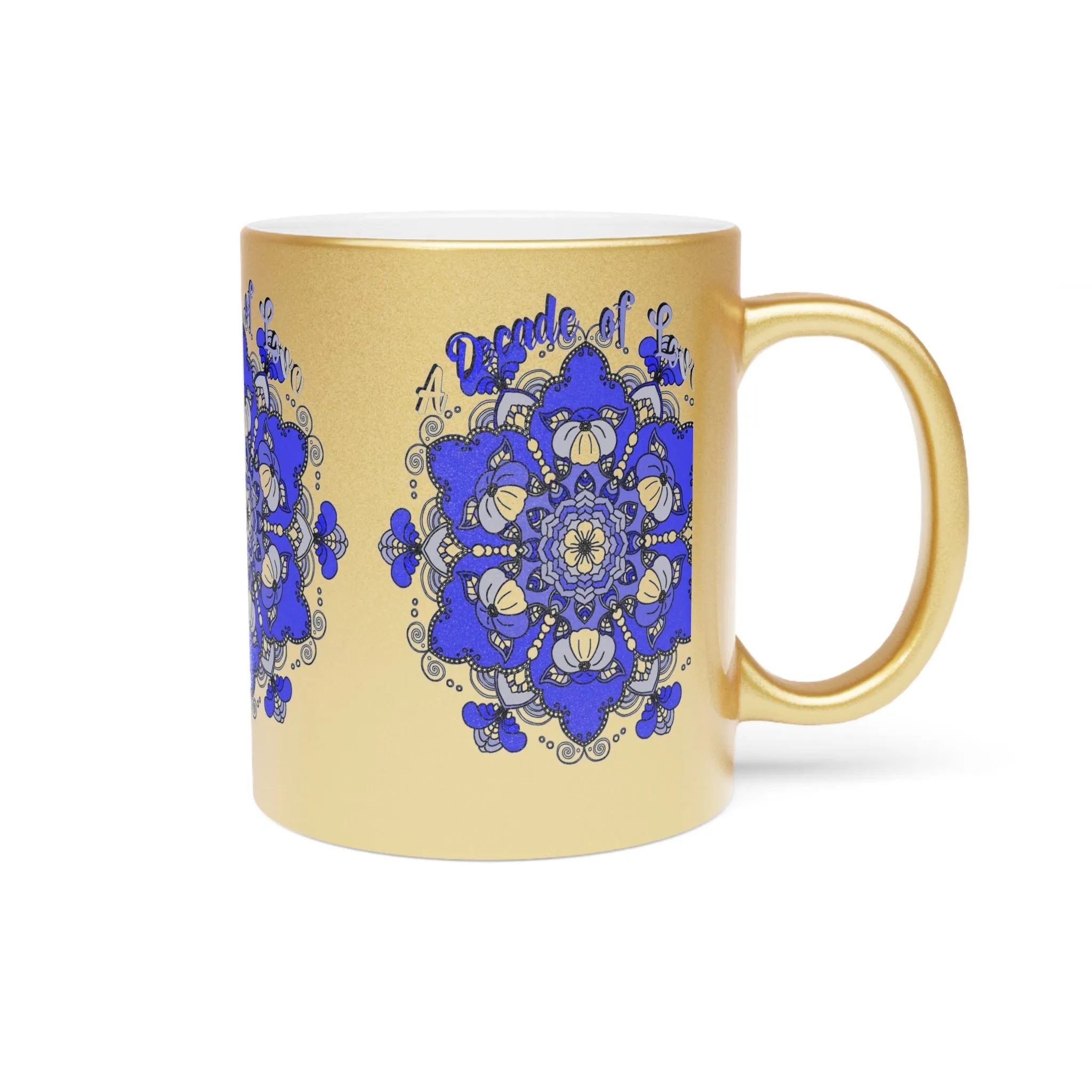 Hand Drawn Mandala 10th Anniversary Metallic Mug