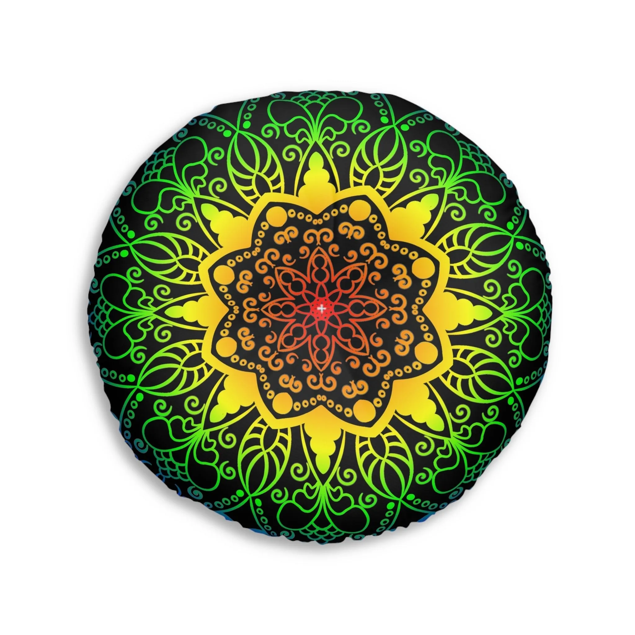 Handmade Mandala Art Floor Cushion - Rainbow Mandala Design