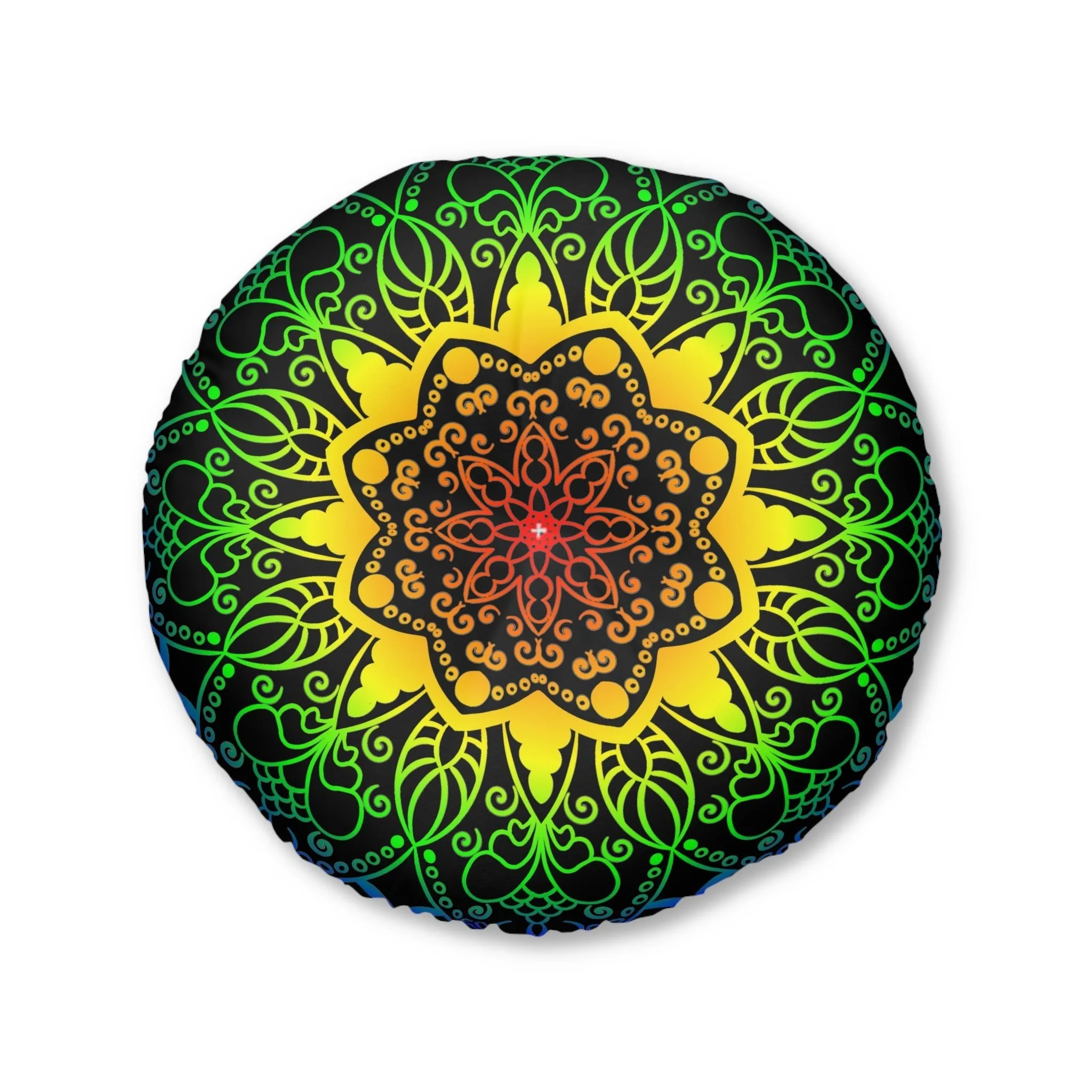 Handmade Mandala Art Floor Cushion - Rainbow Mandala Design