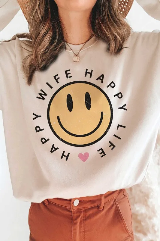 HAPPY WIFE HAPPY LIFE Graphic Sweatshirt