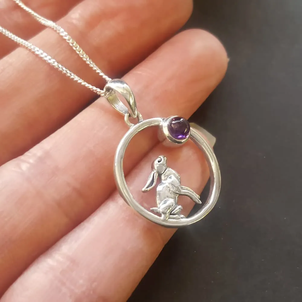 Hare Moon Necklace With Amethyst