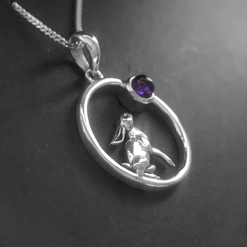 Hare Moon Necklace With Amethyst