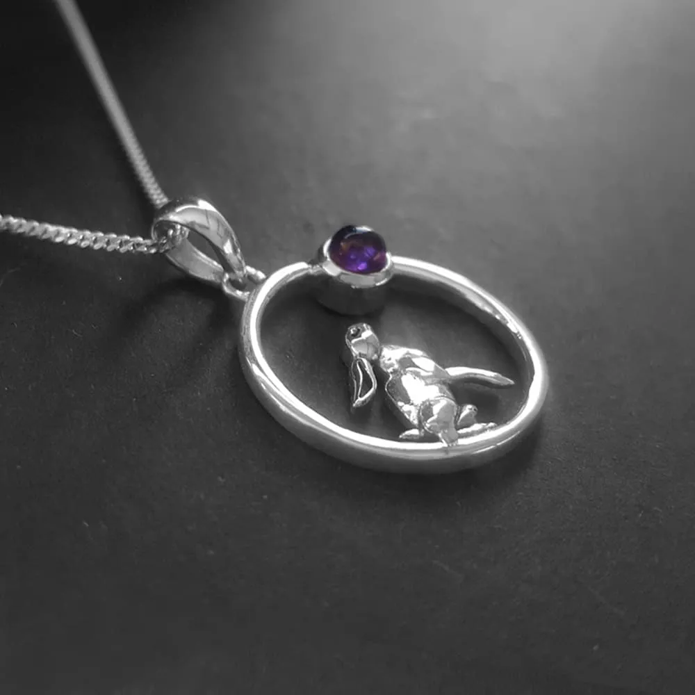 Hare Moon Necklace With Amethyst