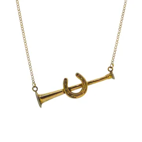 Horse Shoe on Hunting Horn Necklace