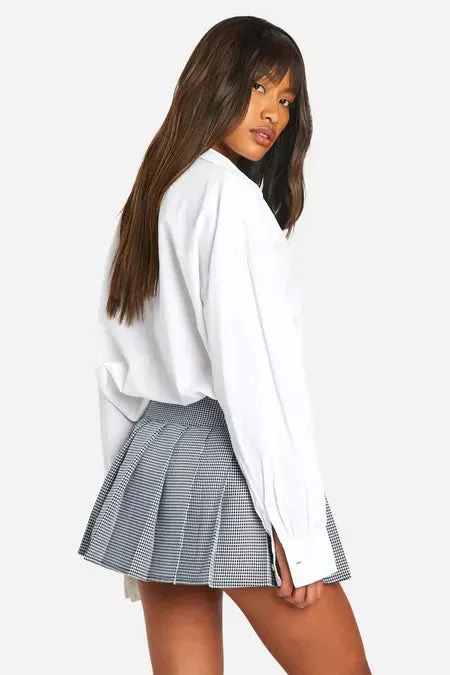 Houndstooth Chic Buckle Mini Skirt