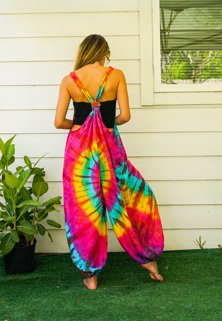 J4282- Hand Dyed Hippie Racerback Jumpsuit Romper