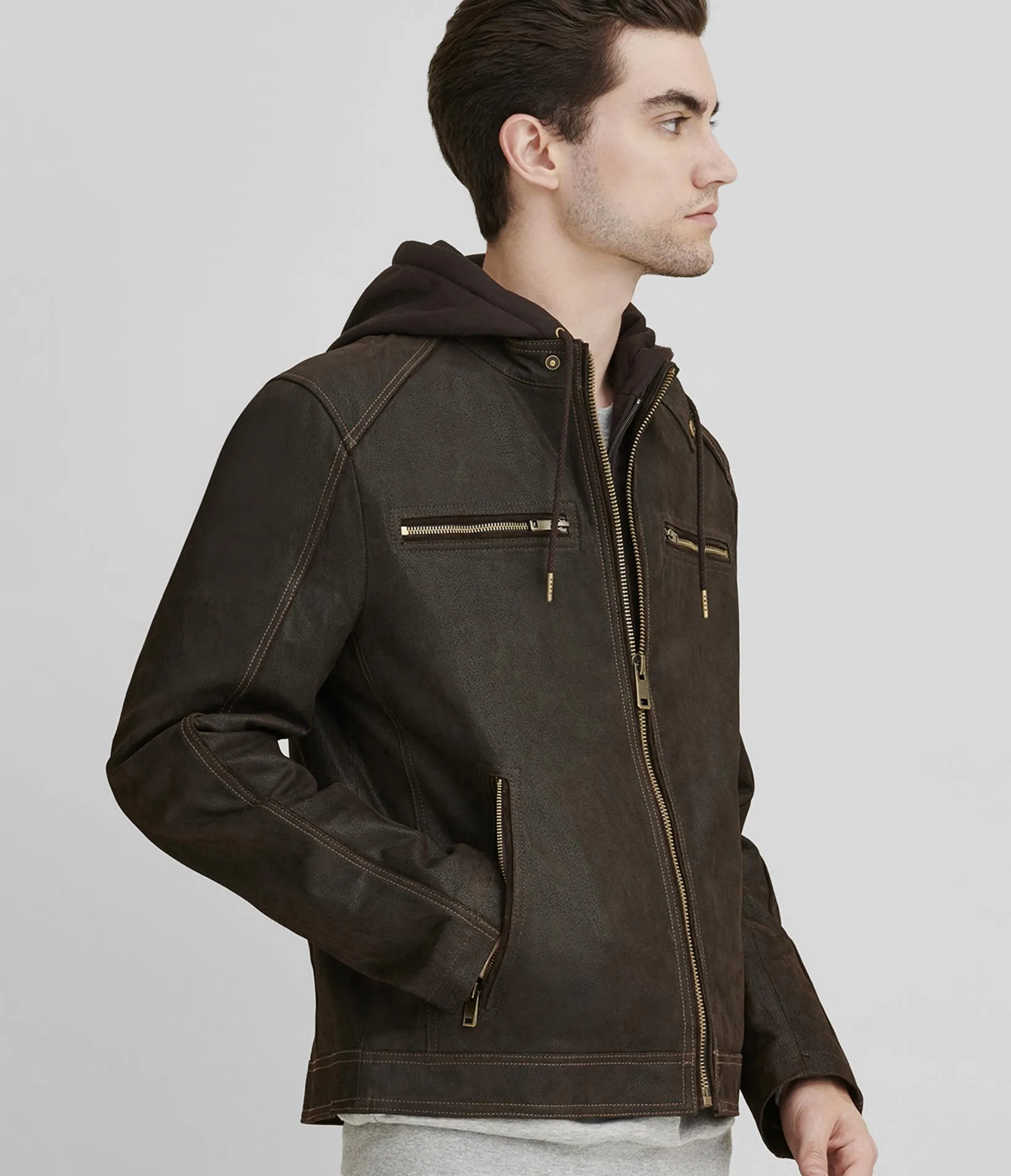 Jake Hooded Leather Jacket