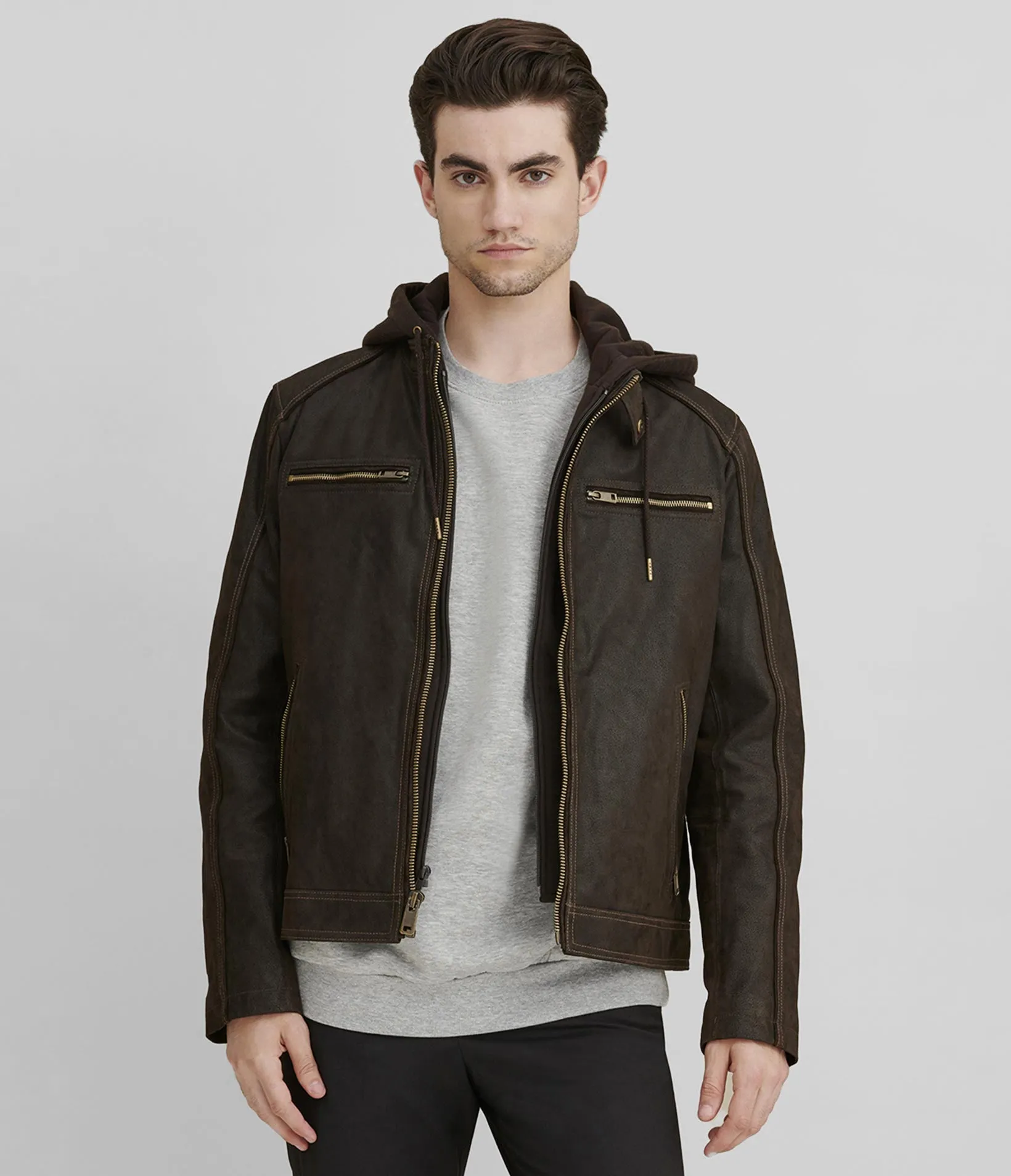 Jake Hooded Leather Jacket