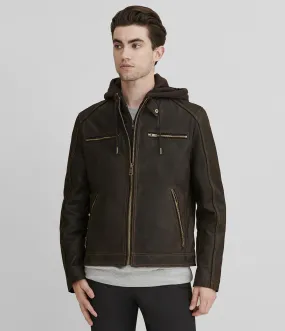 Jake Hooded Leather Jacket