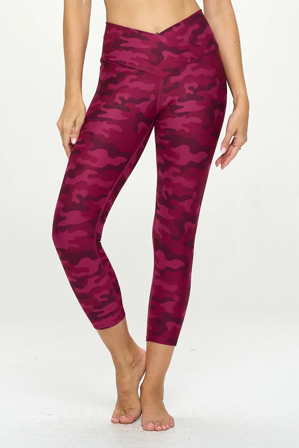 Kate - Festival Fuchsia Camo - Cross Over - Capri Legging (High-Waist)