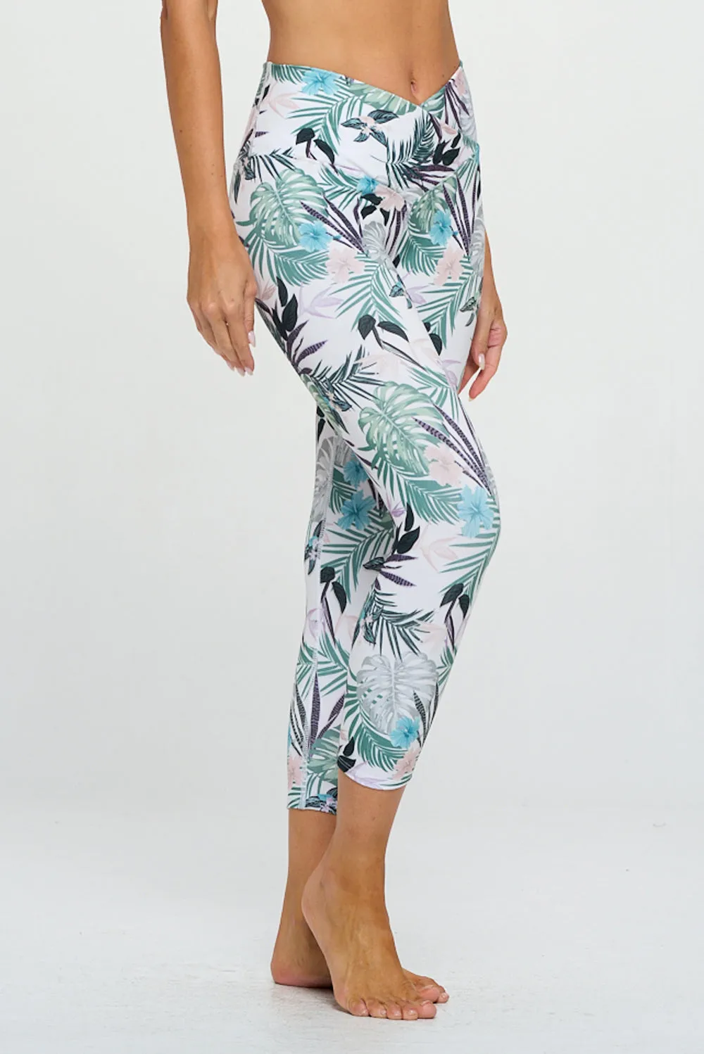 Kate - Tropical Buzz - Cross Over - Capri Legging (High-Waist)