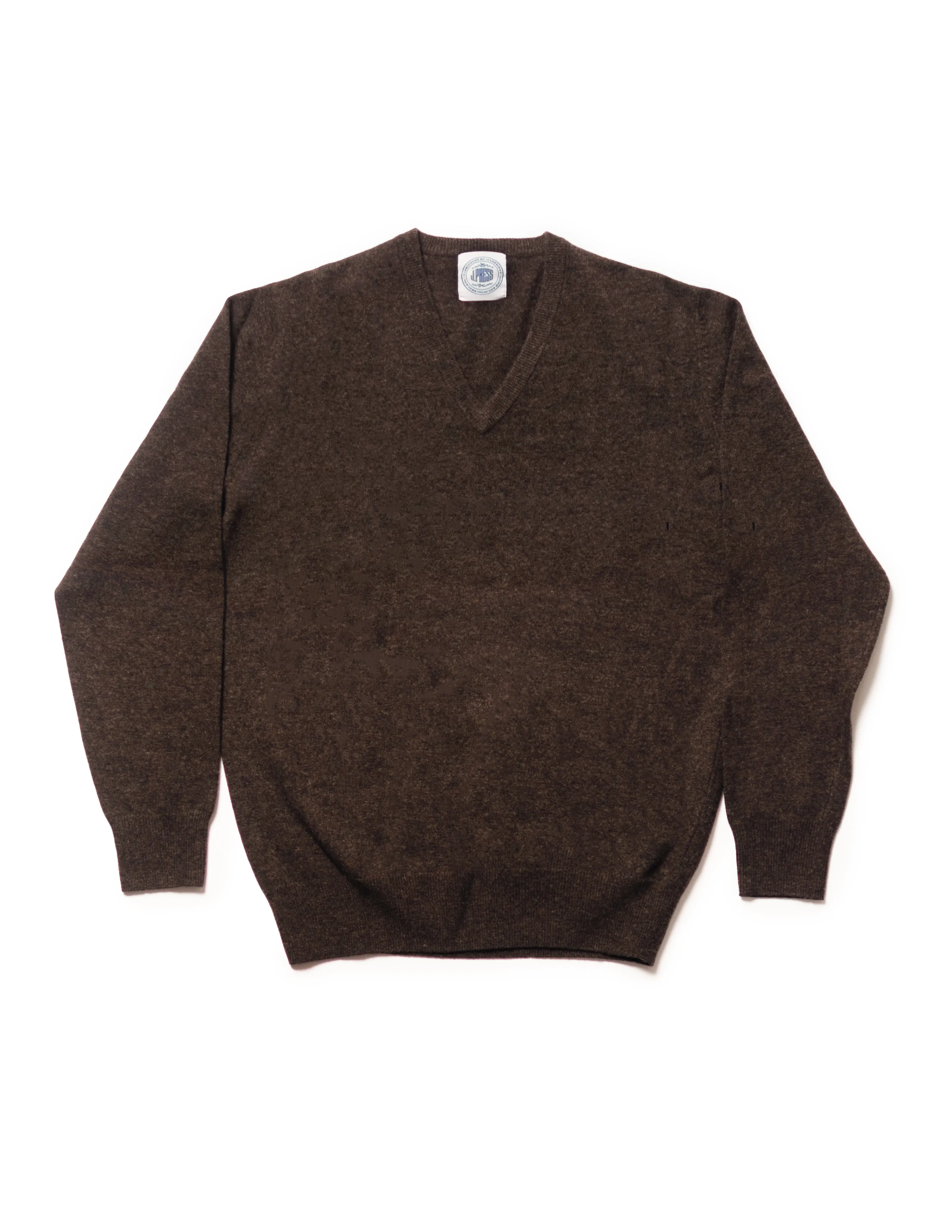 LAMBSWOOL GEELONG V NECK SWEATER - BROWN