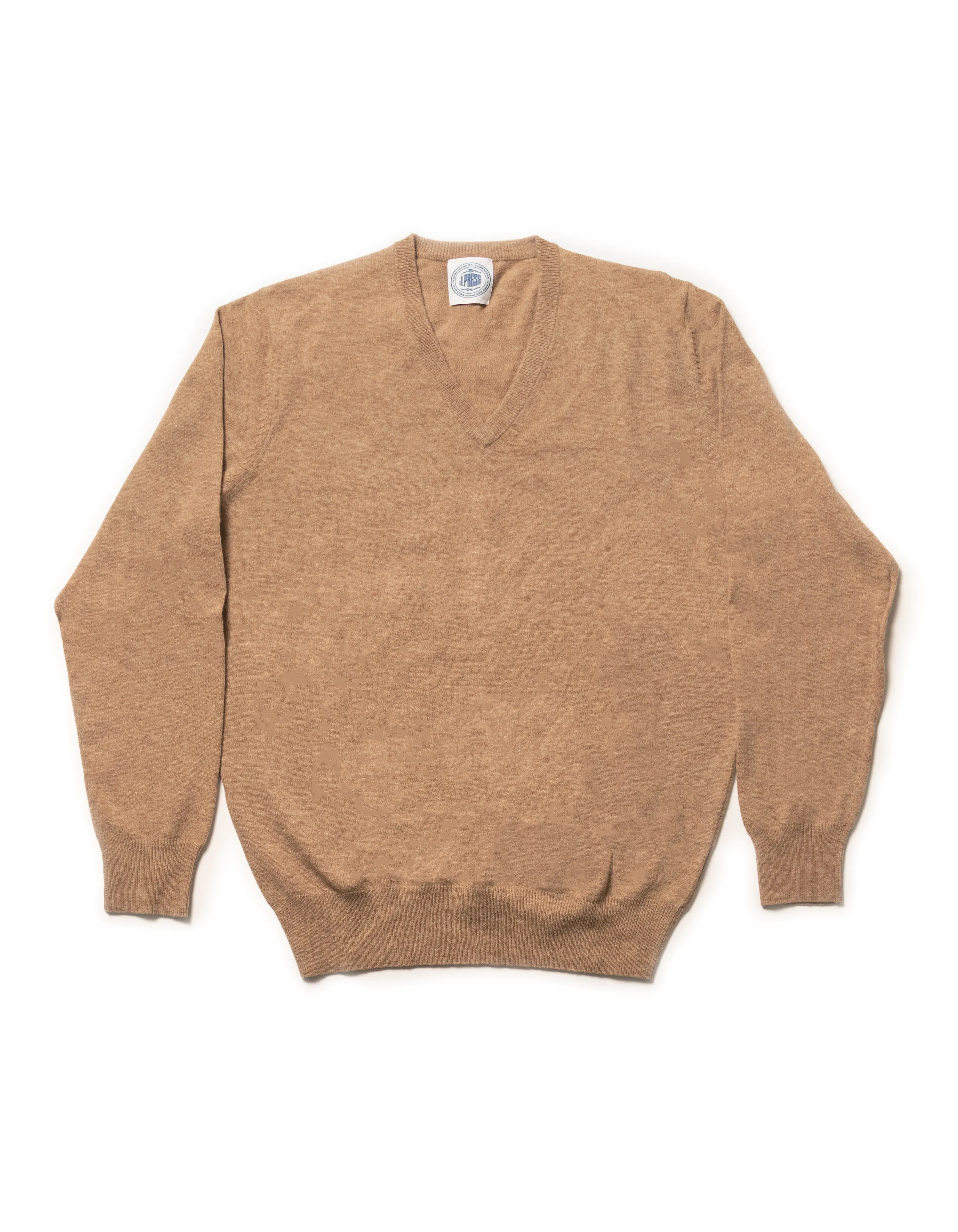 LAMBSWOOL GEELONG V NECK SWEATER - TAN