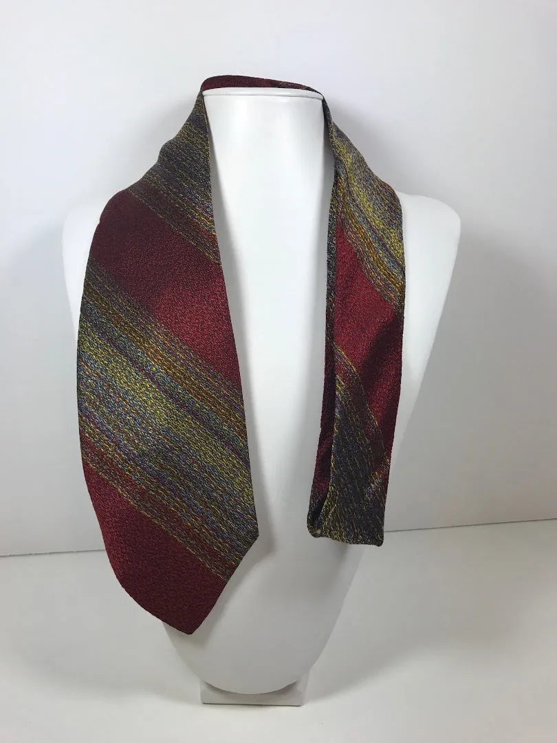 LILLY DACHE Red, Blue, and Yellow Striped Silk Tie 58 in.