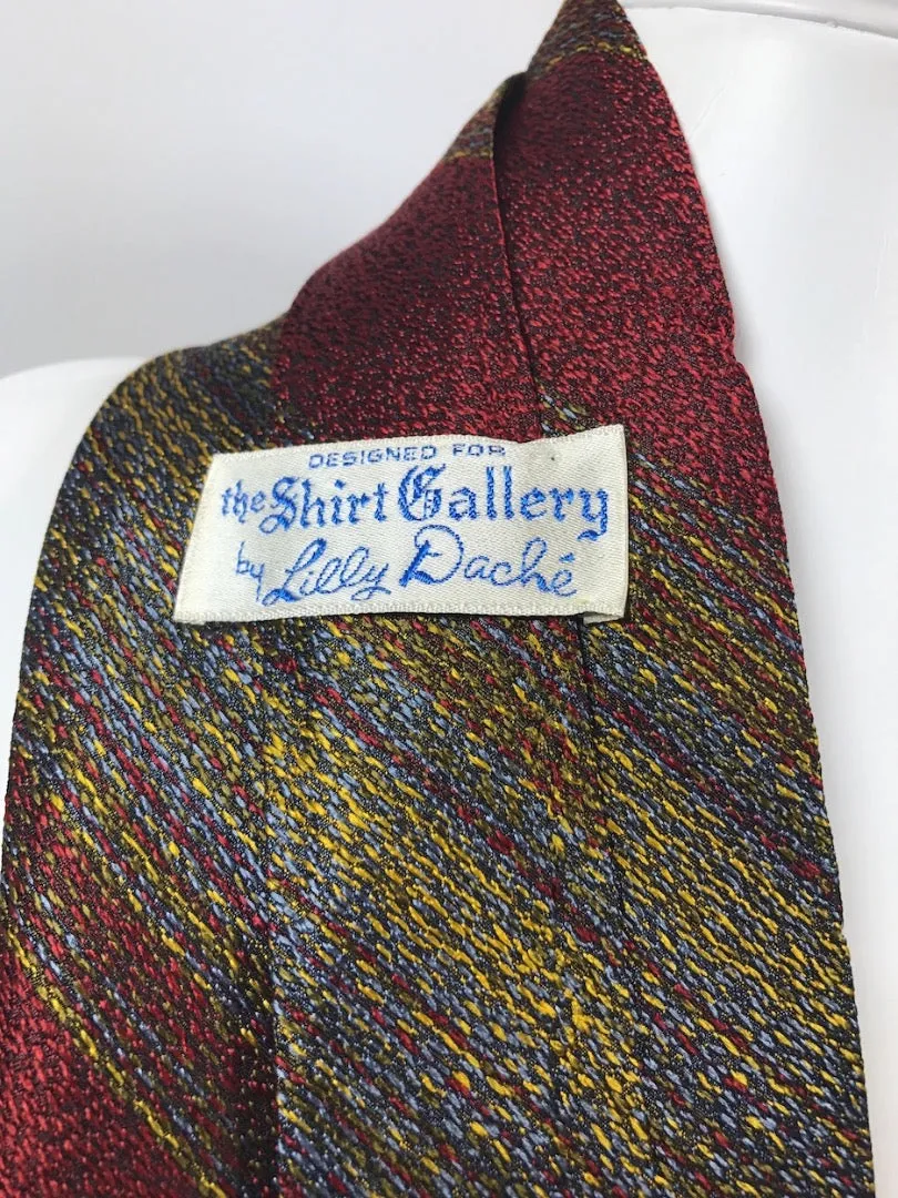 LILLY DACHE Red, Blue, and Yellow Striped Silk Tie 58 in.