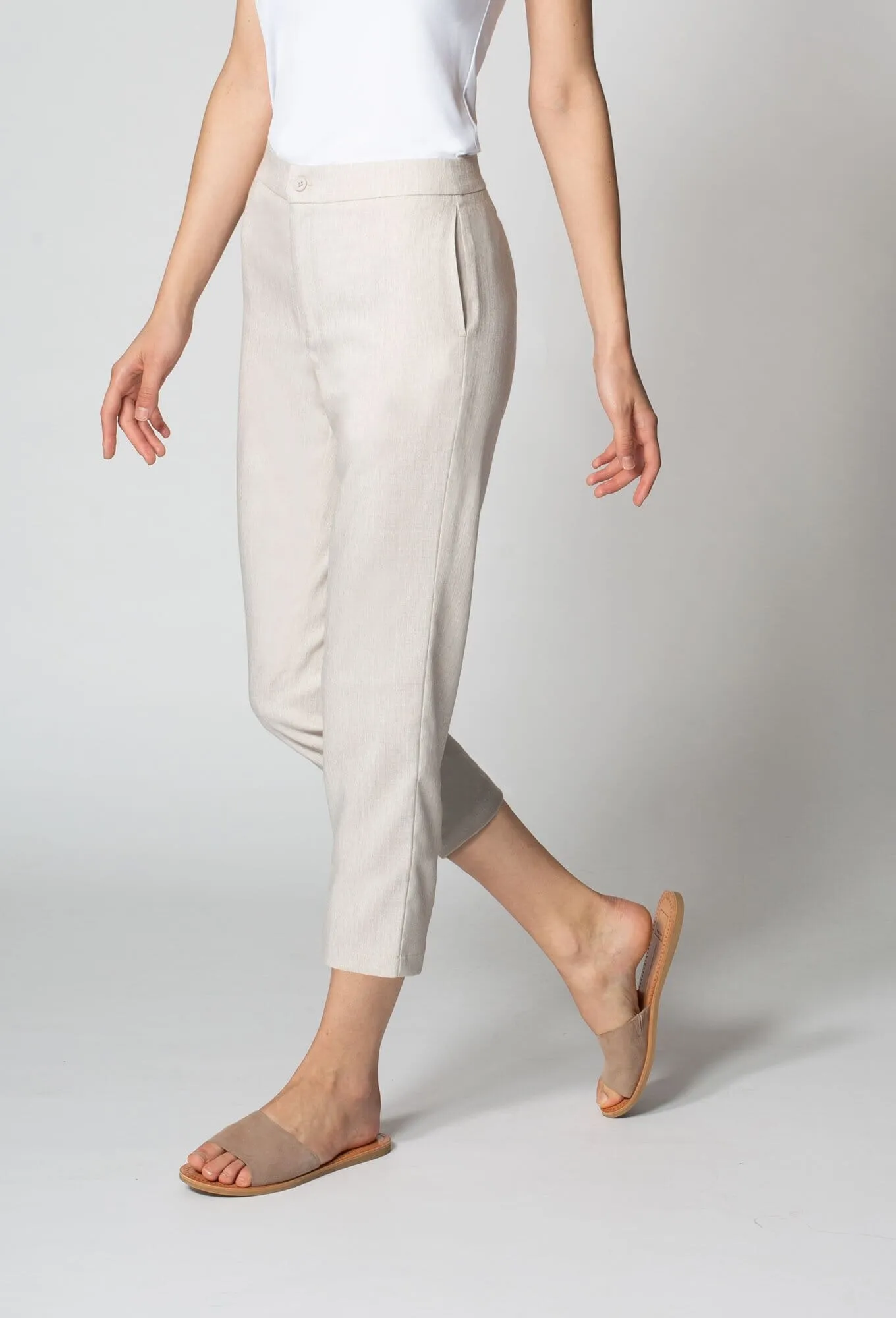 Limited Edition Women's Faux Linen Crop Pant