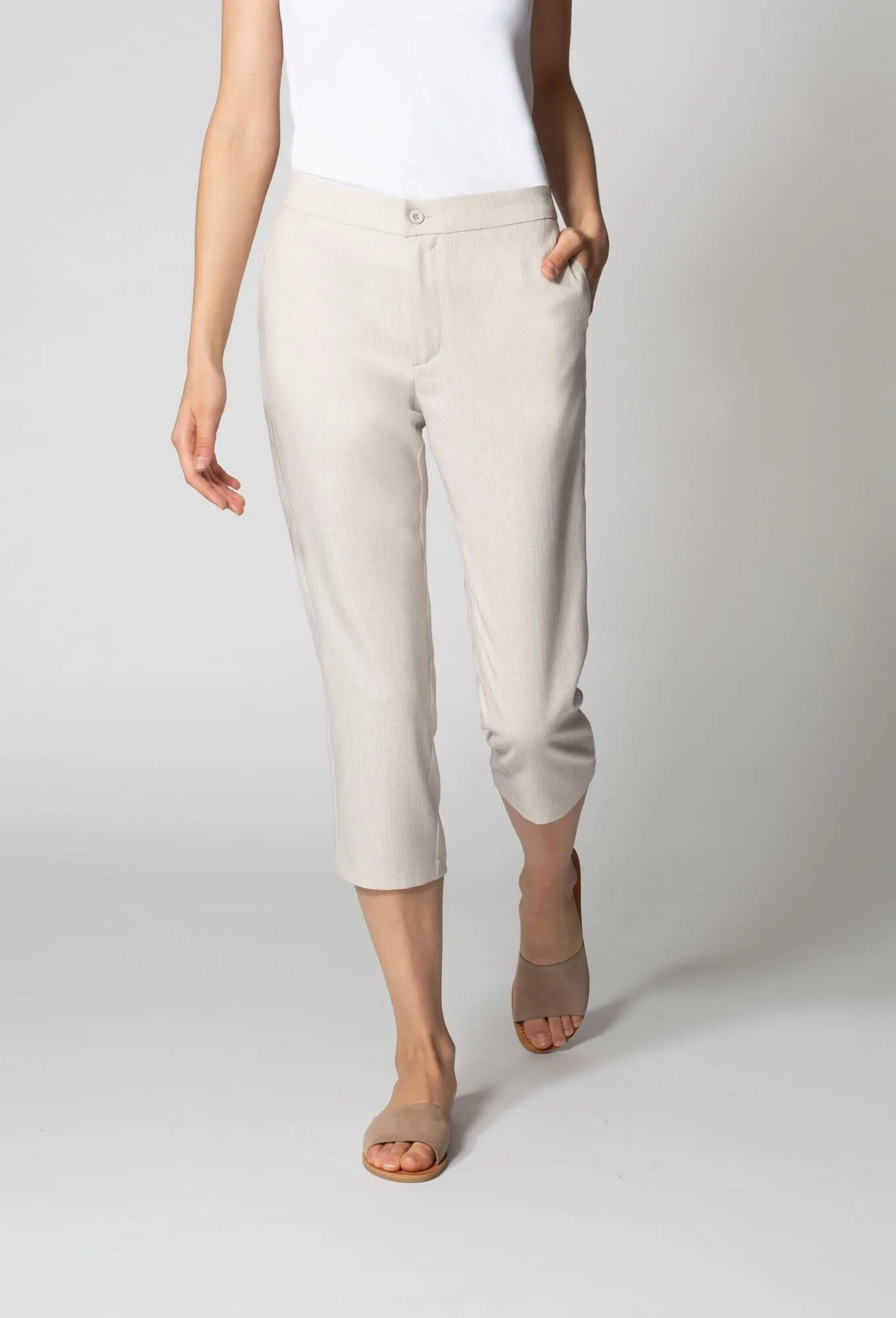 Limited Edition Women's Faux Linen Crop Pant