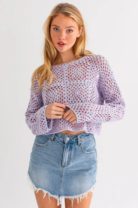 Long Sleeve Crochet Top