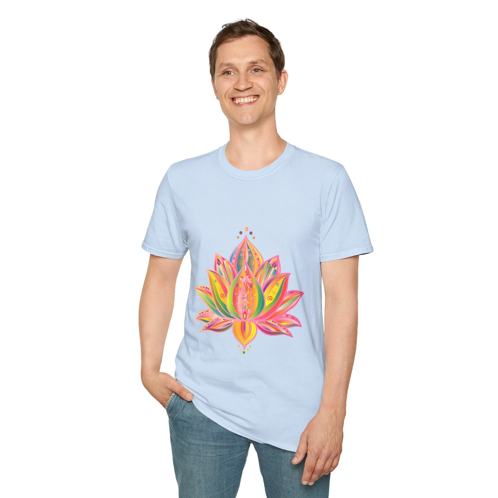 Lotus Mandala Unisex T-Shirt - Hand-Drawn Unique Design - Blululi