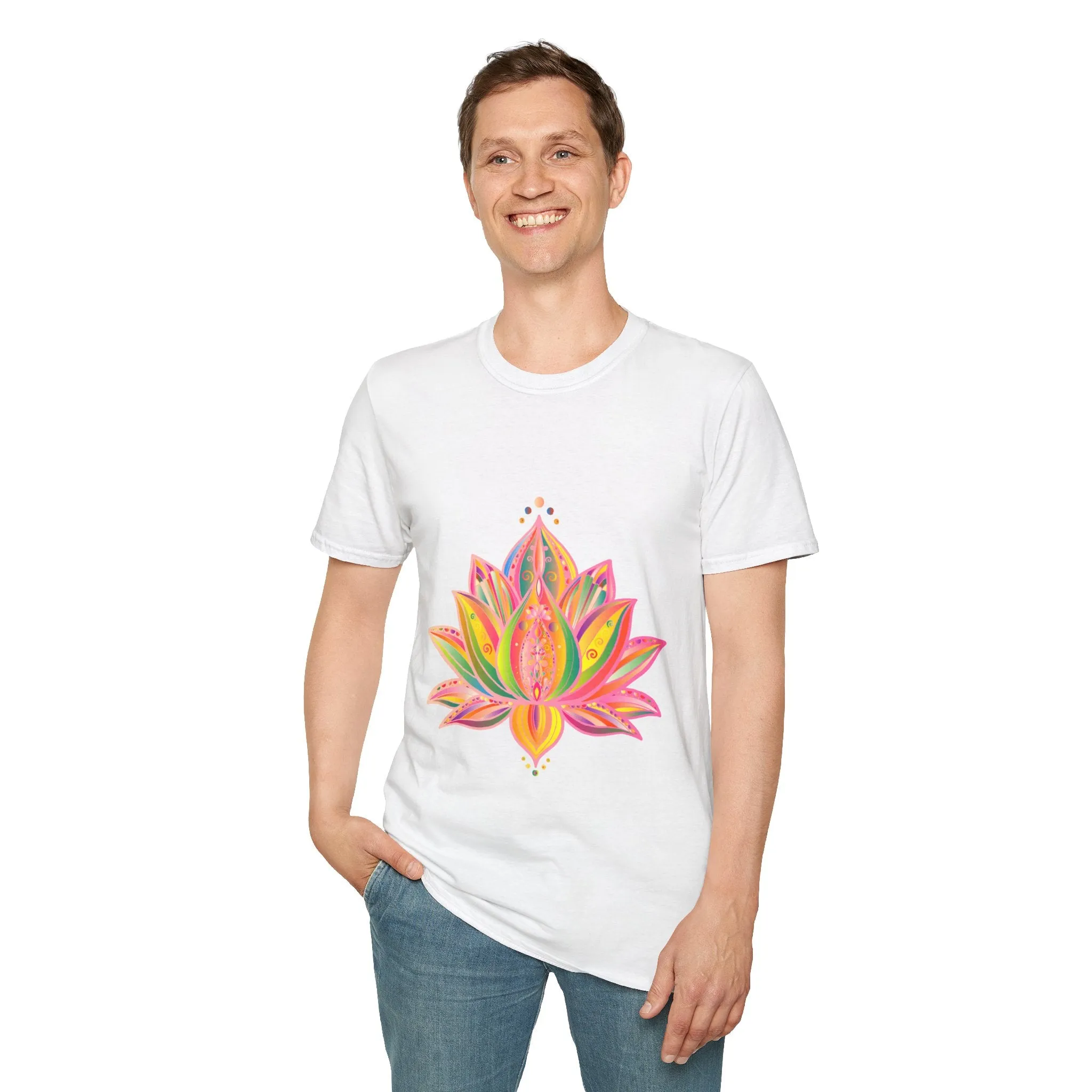 Lotus Mandala Unisex T-Shirt - Hand-Drawn Unique Design - Blululi