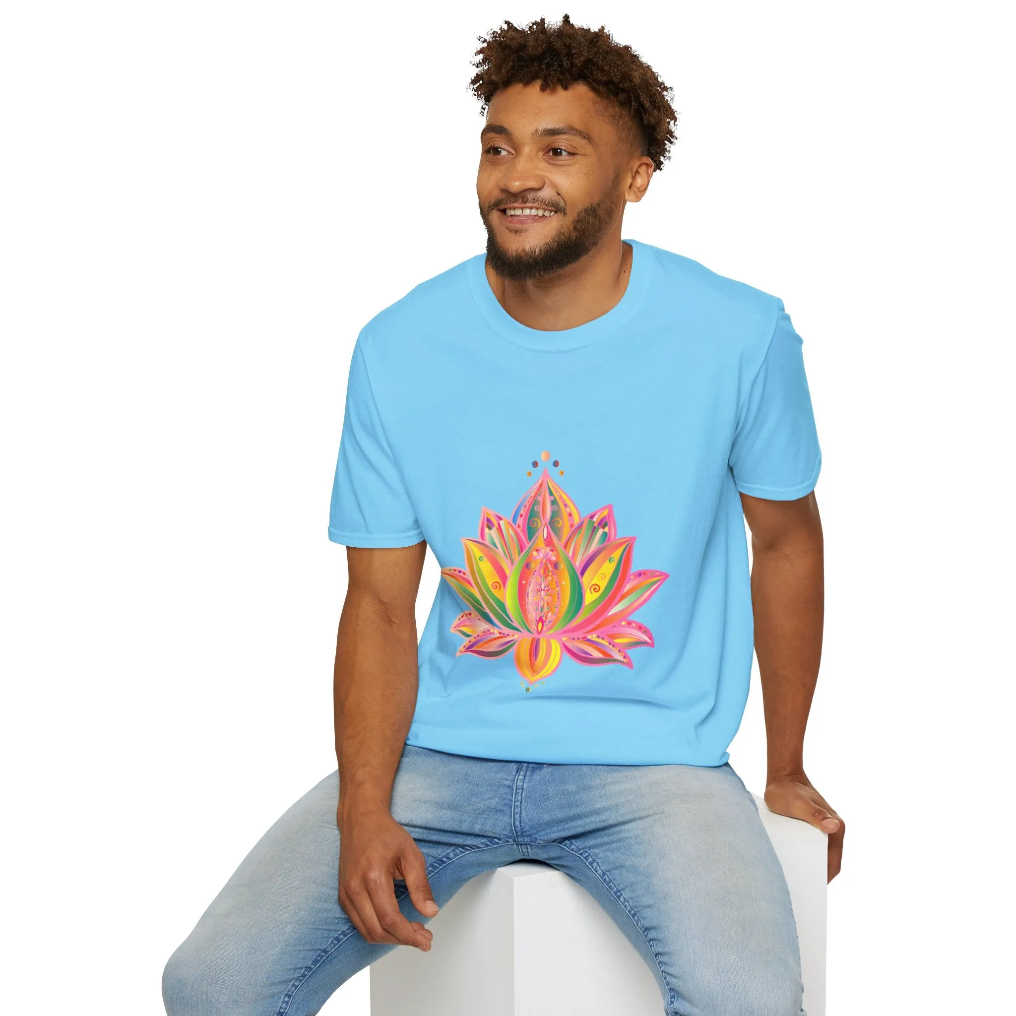 Lotus Mandala Unisex T-Shirt - Hand-Drawn Unique Design - Blululi