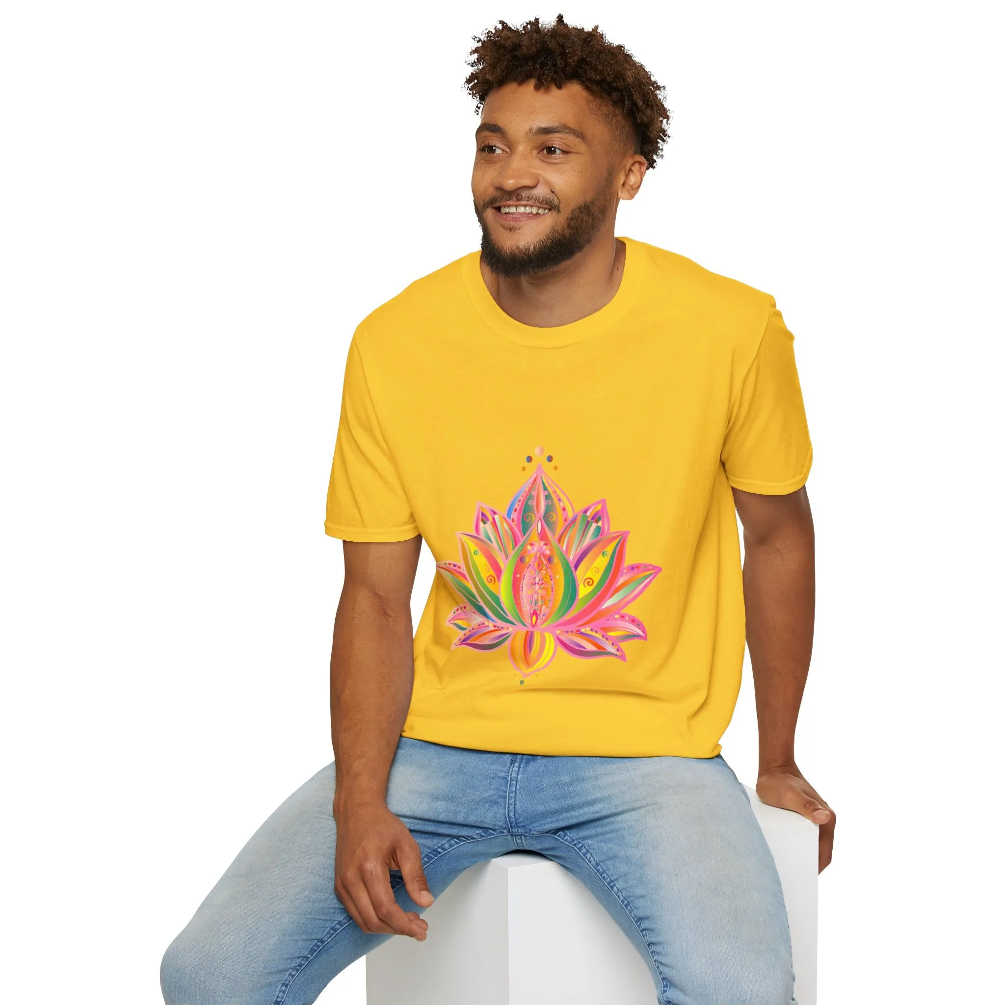 Lotus Mandala Unisex T-Shirt - Hand-Drawn Unique Design - Blululi