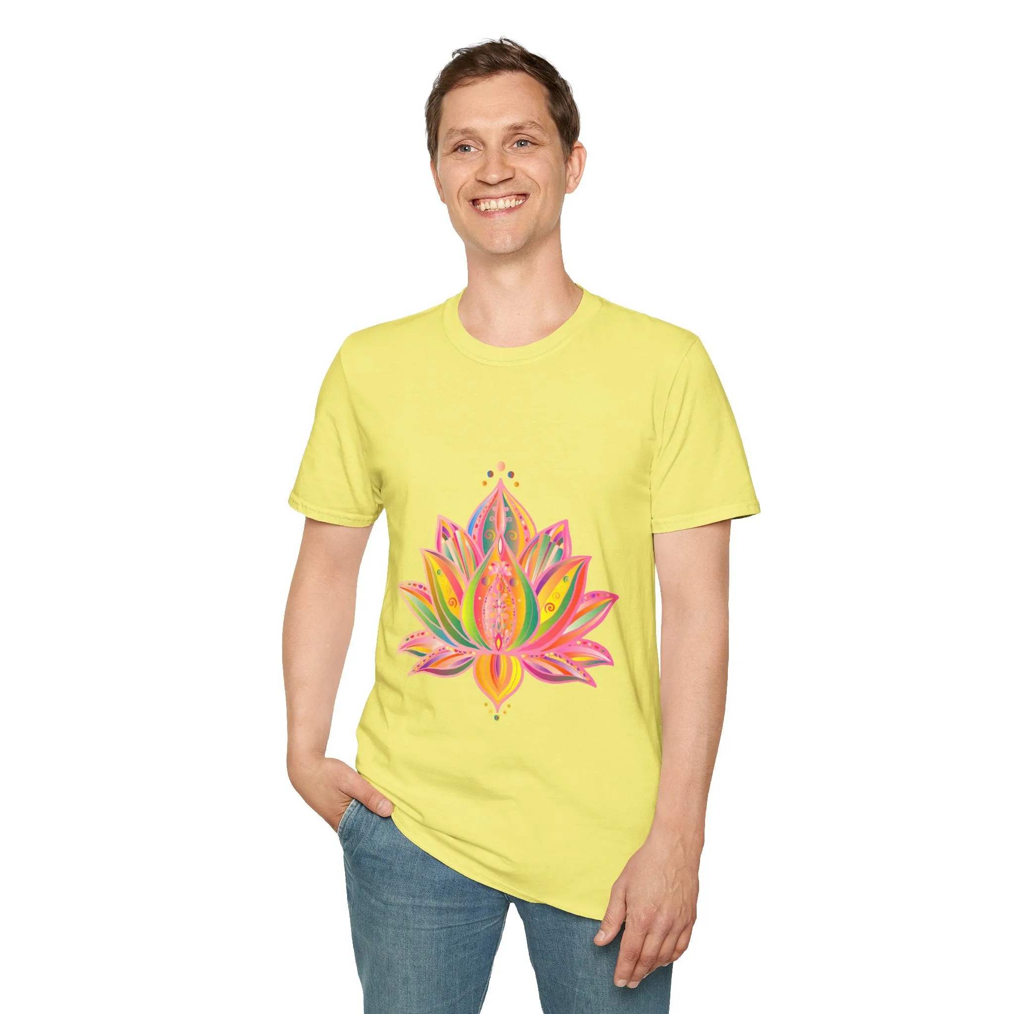 Lotus Mandala Unisex T-Shirt - Hand-Drawn Unique Design - Blululi