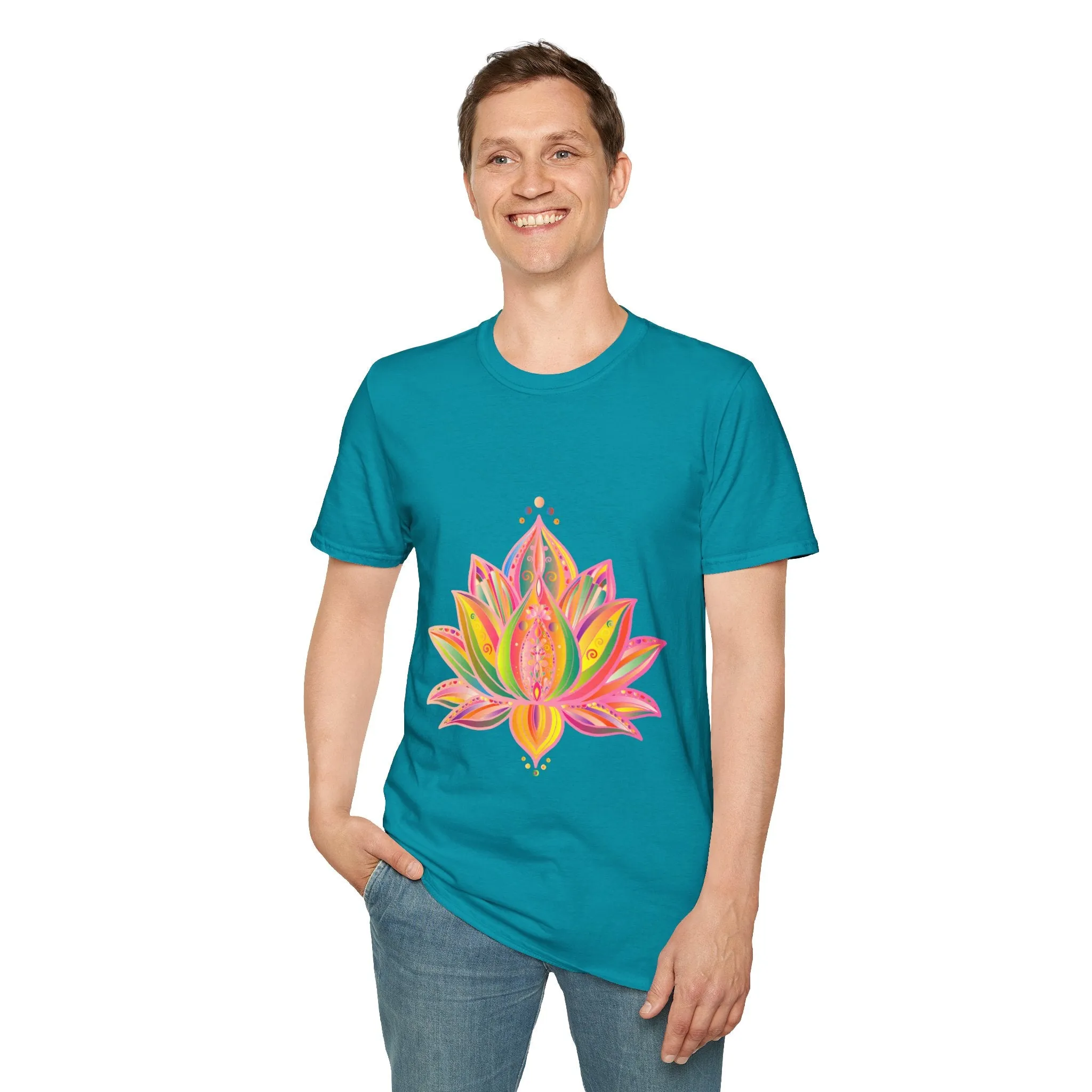 Lotus Mandala Unisex T-Shirt - Hand-Drawn Unique Design - Blululi