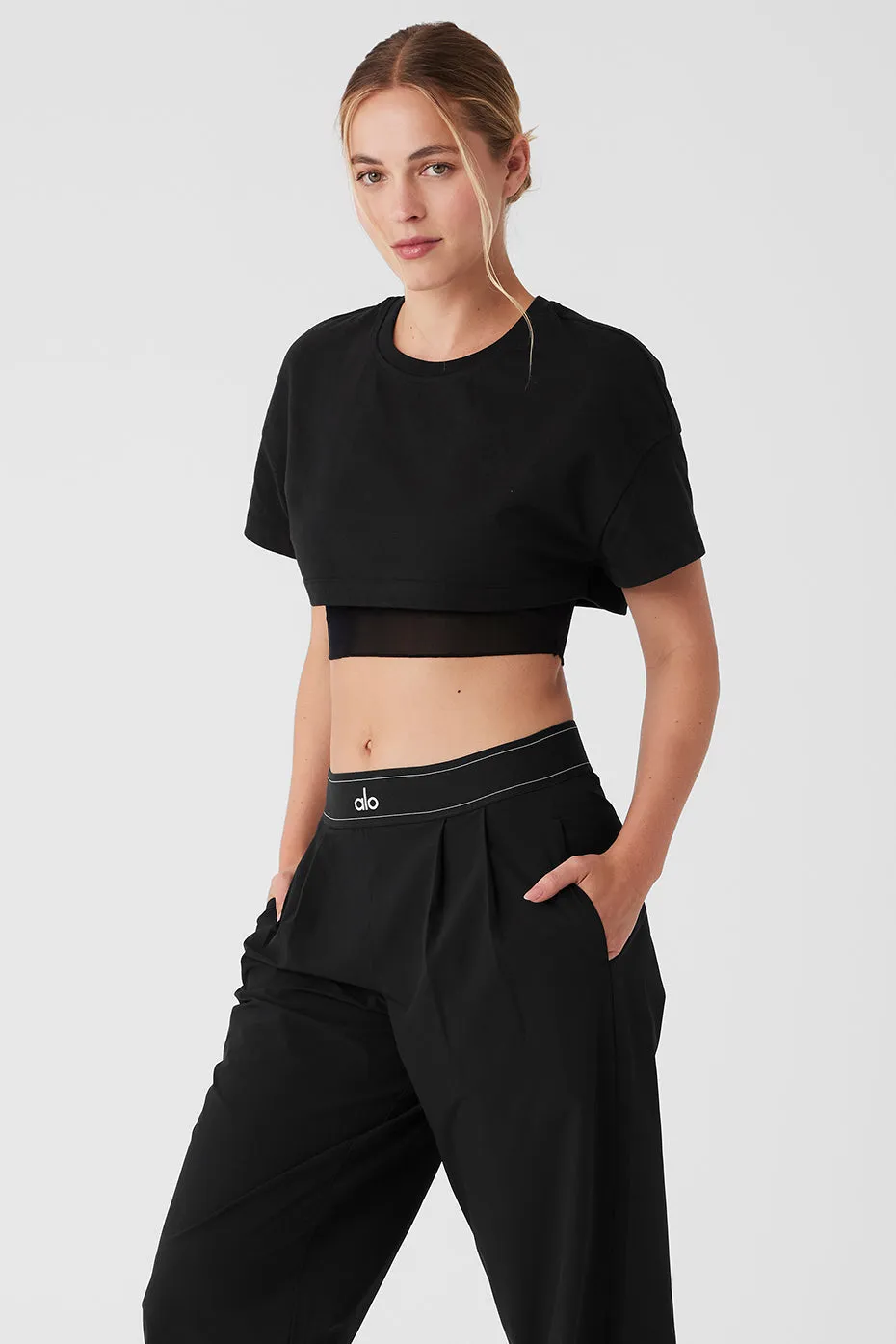 Made You Look Cropped Short Sleeve Tee - Black