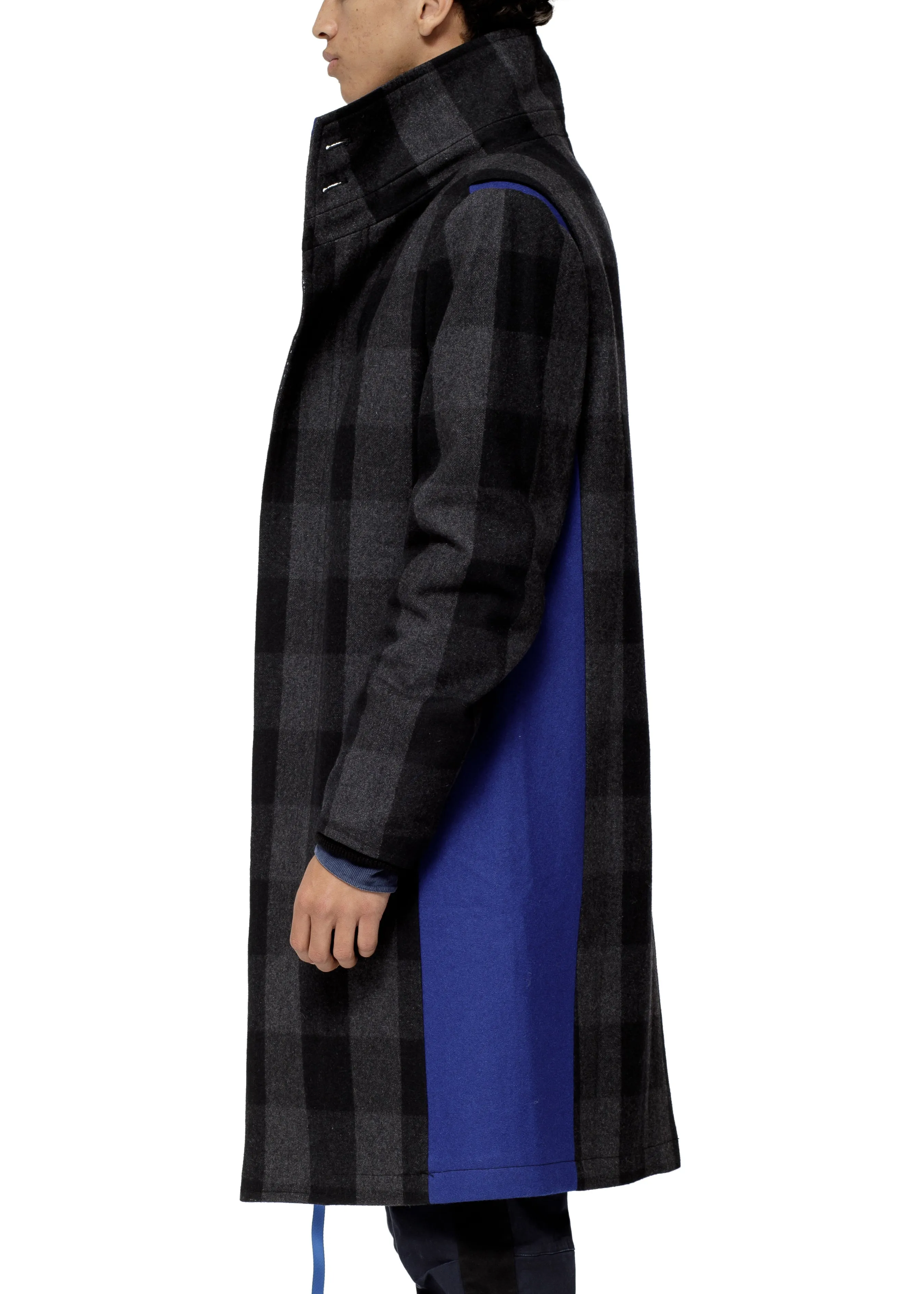 Men's Oversized Wool Blend Coat In Charcoal Navy