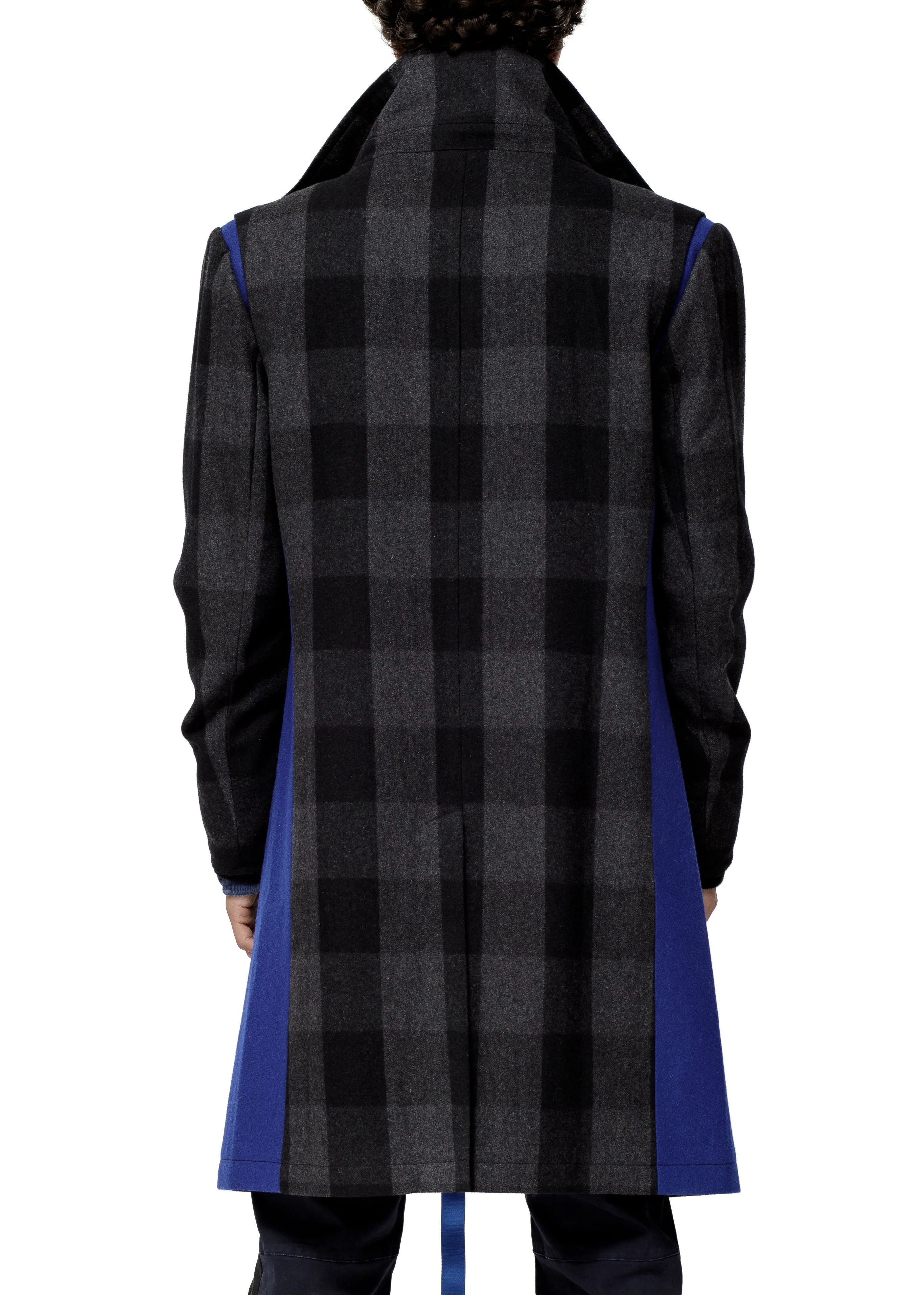 Men's Oversized Wool Blend Coat In Charcoal Navy