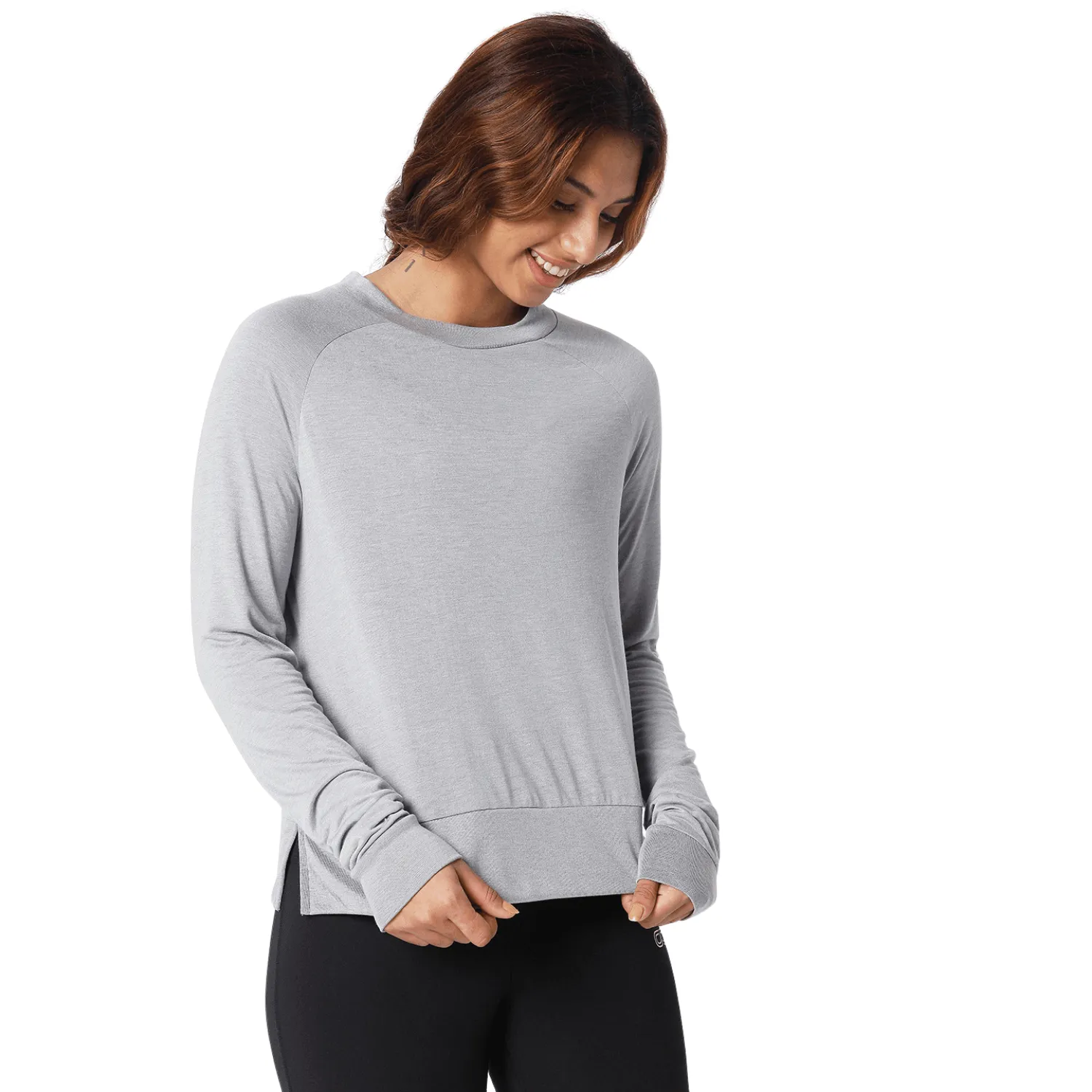 Modal Raglan Long Sleeve Tee Grey Melange