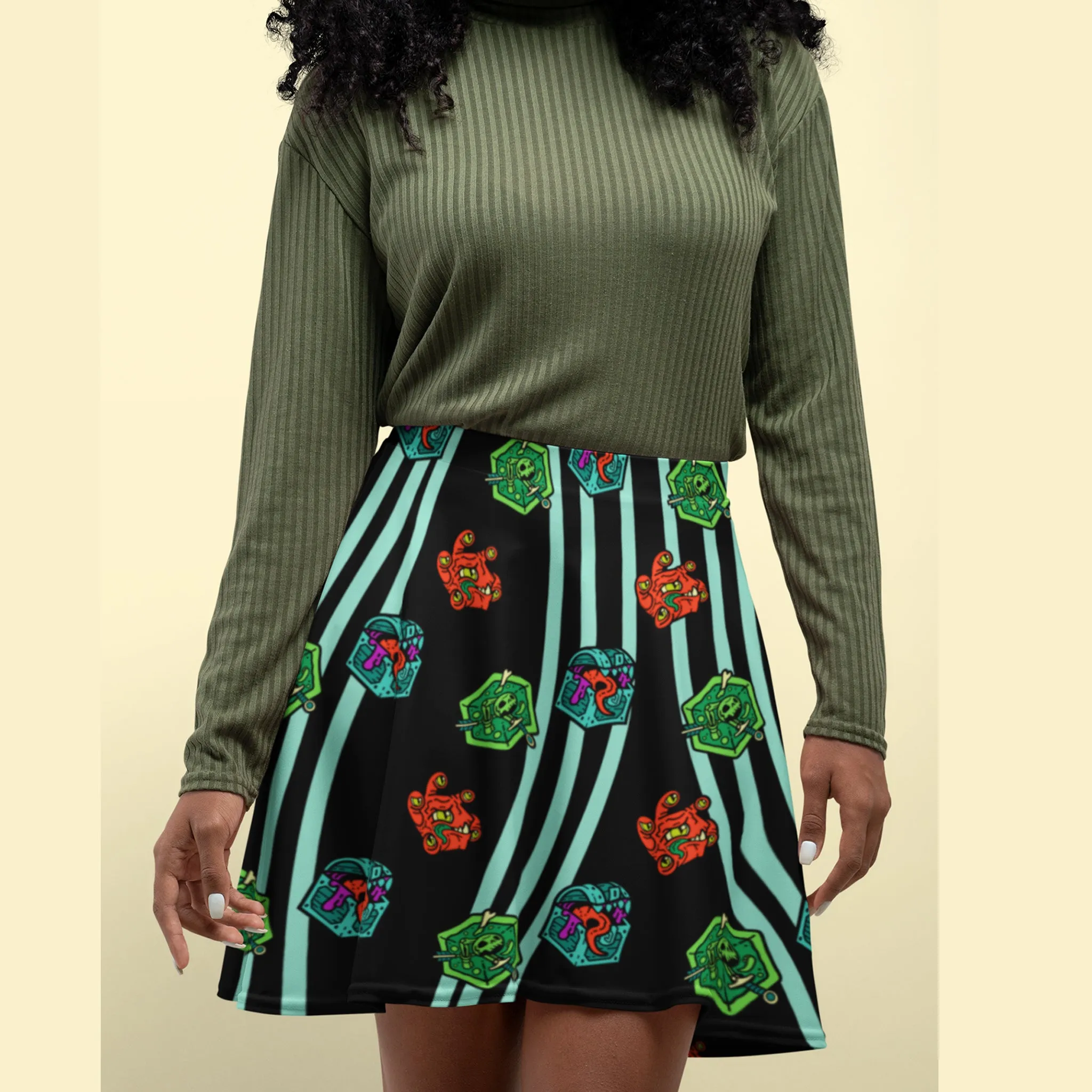 Monsters Wave Skater Skirt