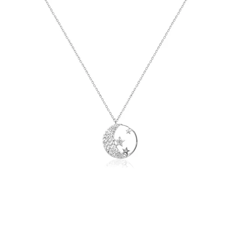 Moon & Star Cubic Zirconia Necklace