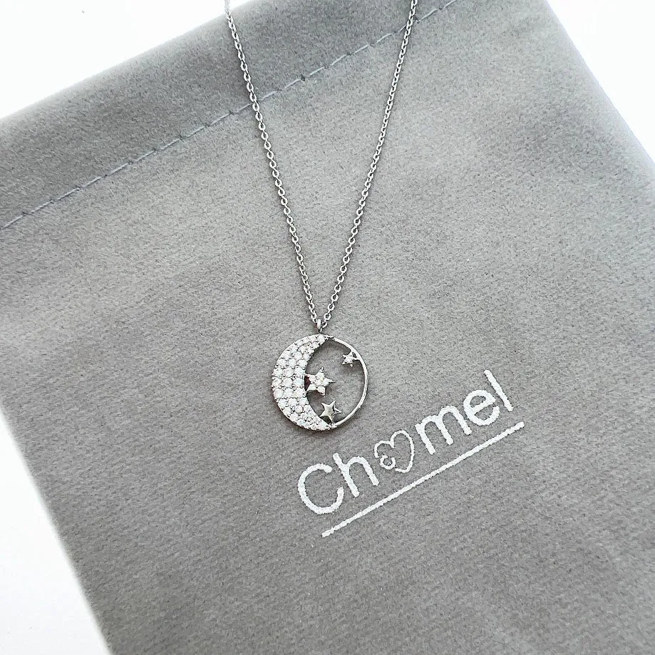 Moon & Star Cubic Zirconia Necklace