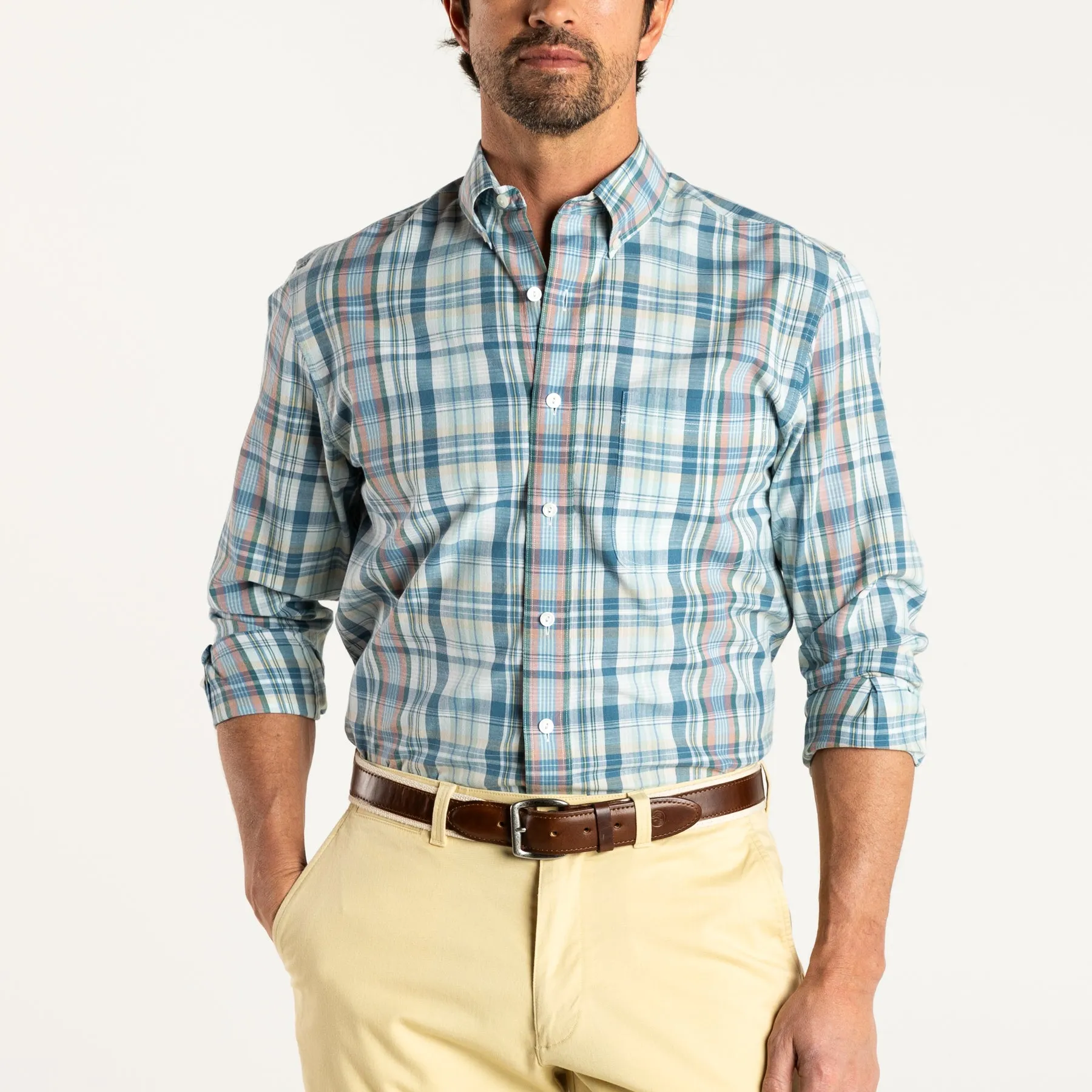 Murphy Plaid Cotton Slub Sport Shirt