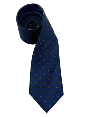 Navy Brown Floral Print Silk Tie