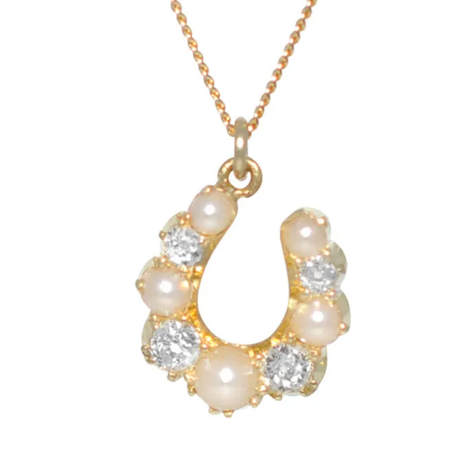 Pearl & Diamond Horse Shoe Necklace