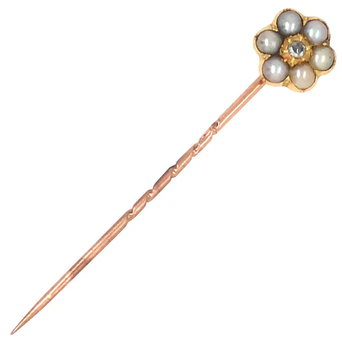 Pearl & Diamond Tie Pin