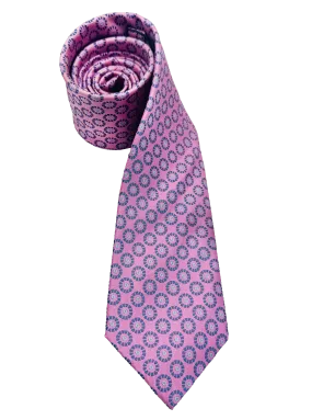 Pink Circle Print Silk Tie