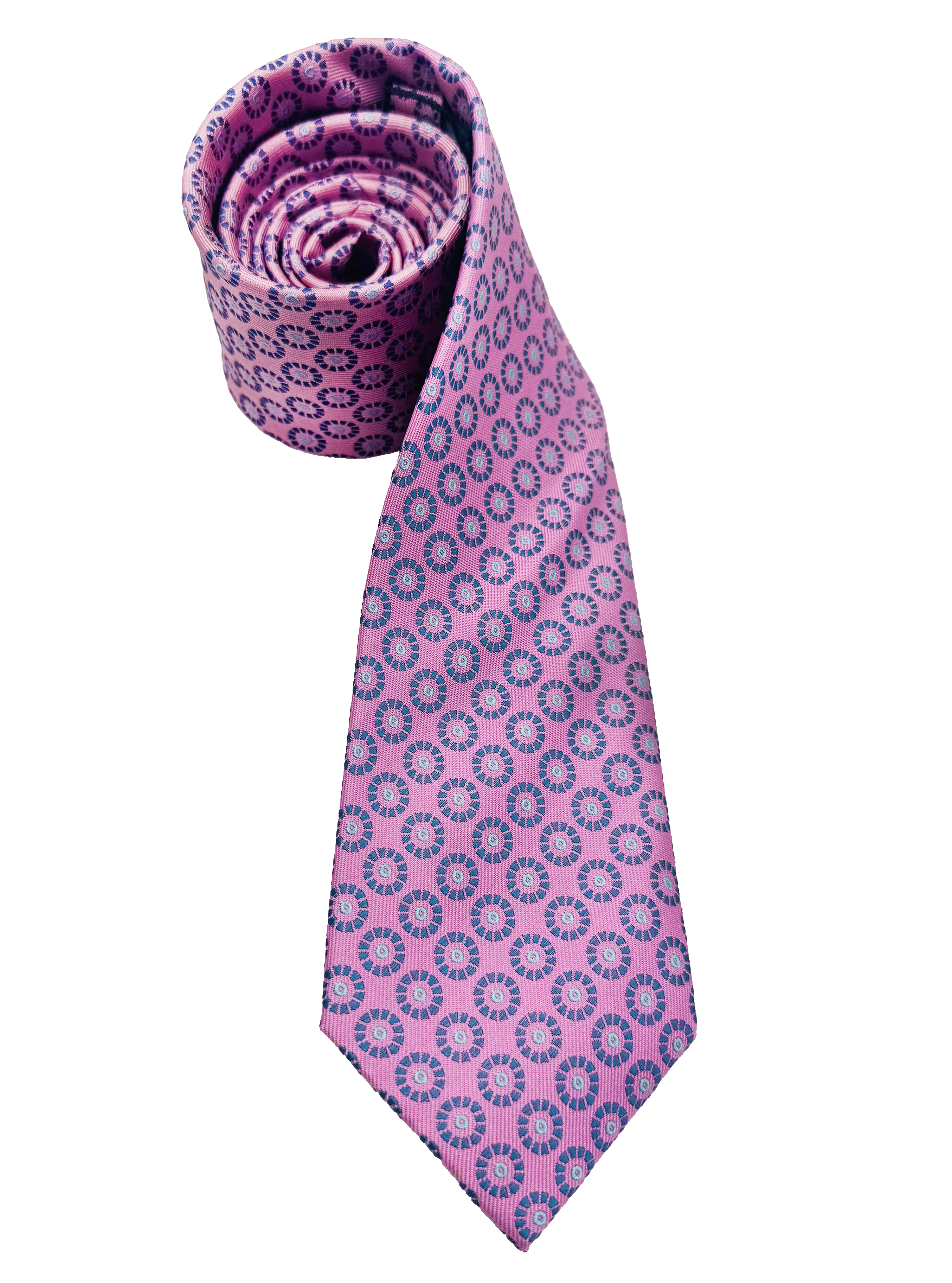 Pink Circle Print Silk Tie