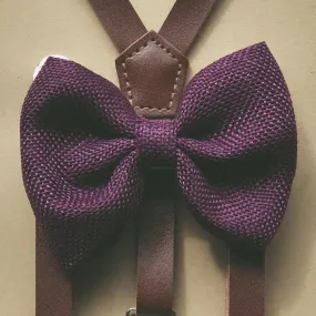 Plum Burlap Bow Tie