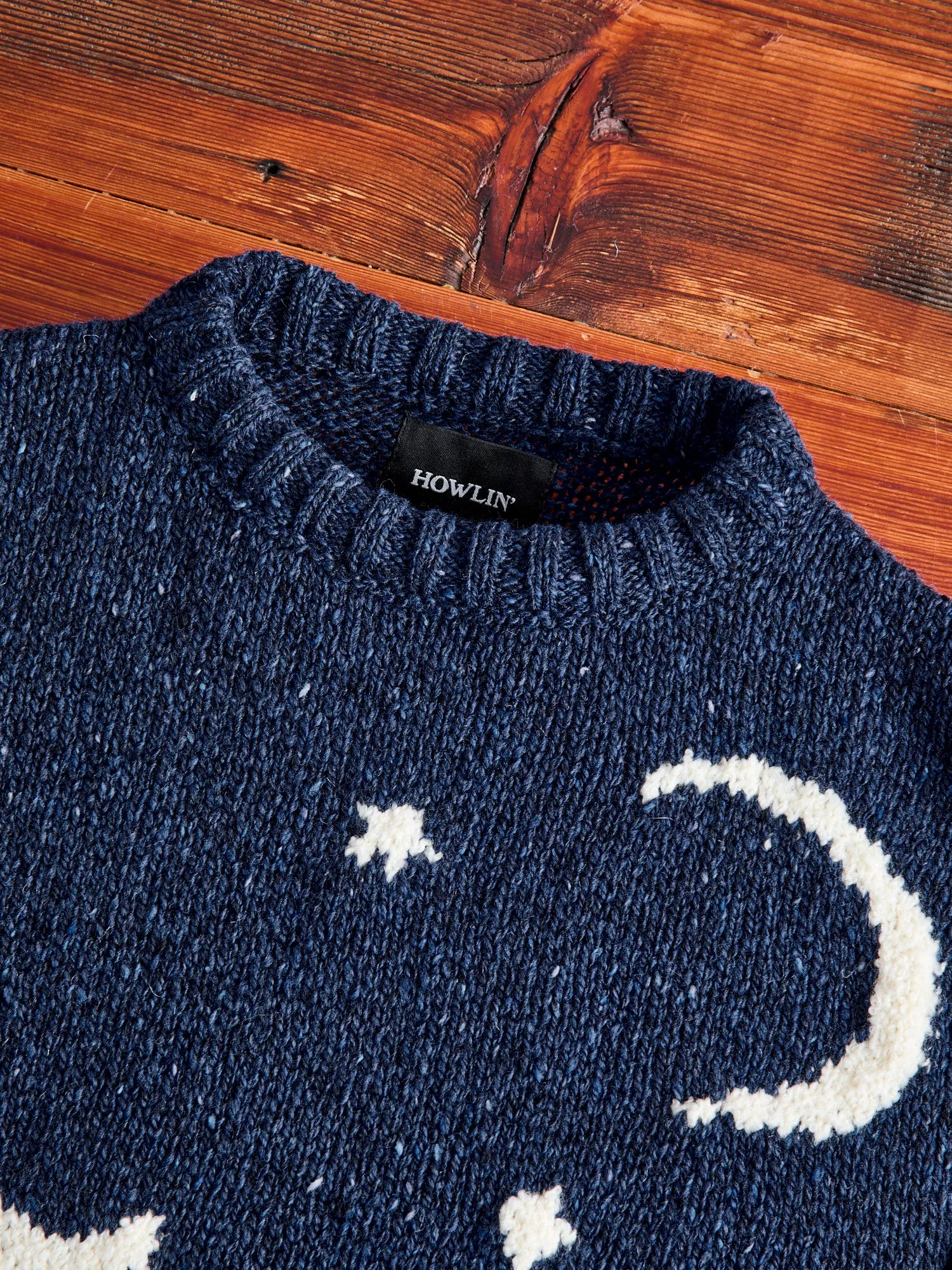 "Cats in Space" Wool Sweater in Blue