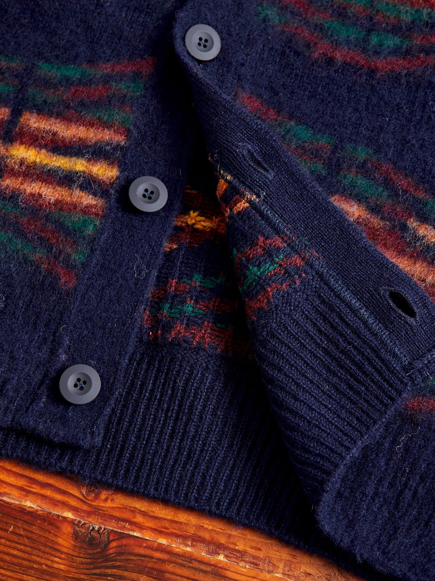 "Out Of This World" Wool Knit Cardigan in Navy