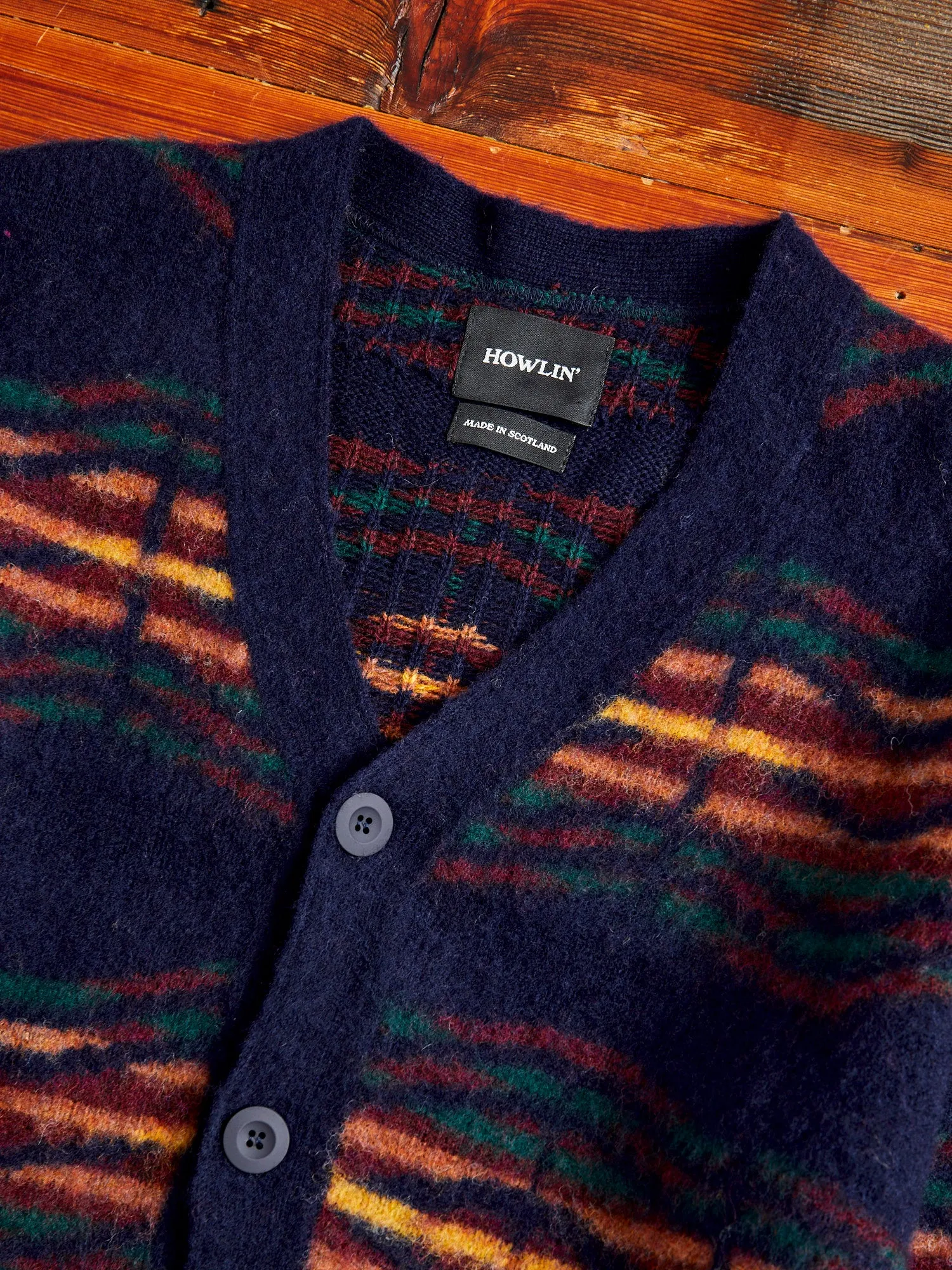 "Out Of This World" Wool Knit Cardigan in Navy